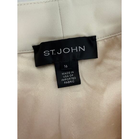 St. John Women’s Beige Tailored Trousers Silk Lined Straight Leg USA Size 14 - Picture 4 of 6